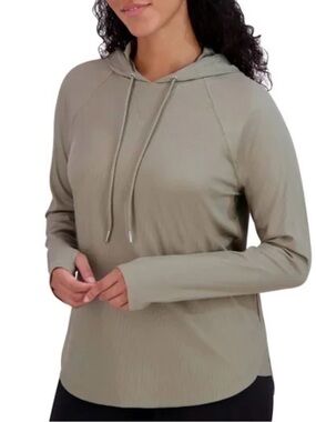 SAGE Collective Women’s Ribbed Hoodie Top Green XS